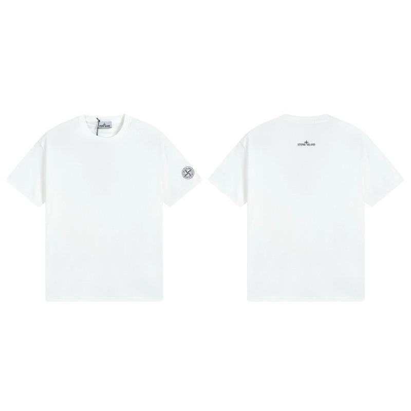 Stone Island Badge Minimalist Style White Short-sleeve T-shirt