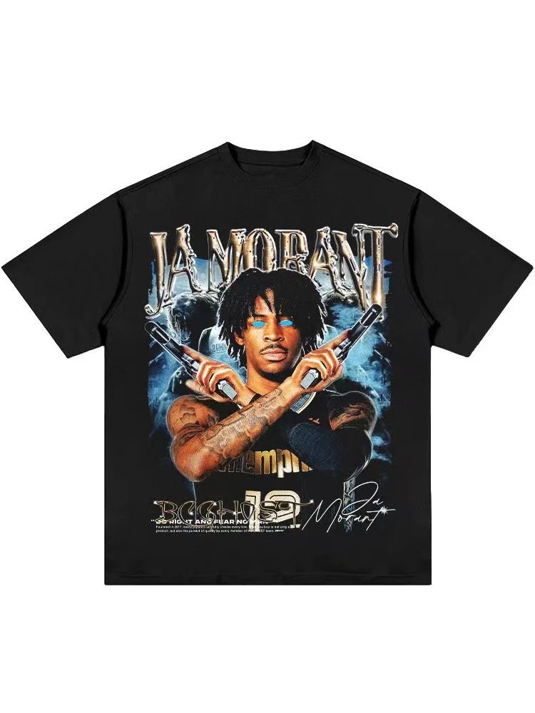 Tupac Urban Portrait graphic T-shirt Black Tupac Collage with Statement Pattern