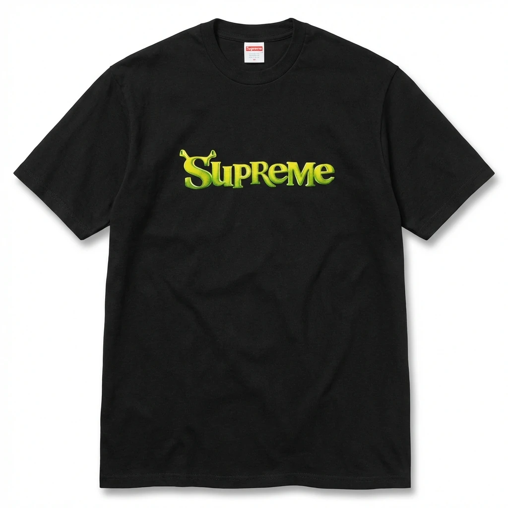 Supreme Letter Style Black T-shirt