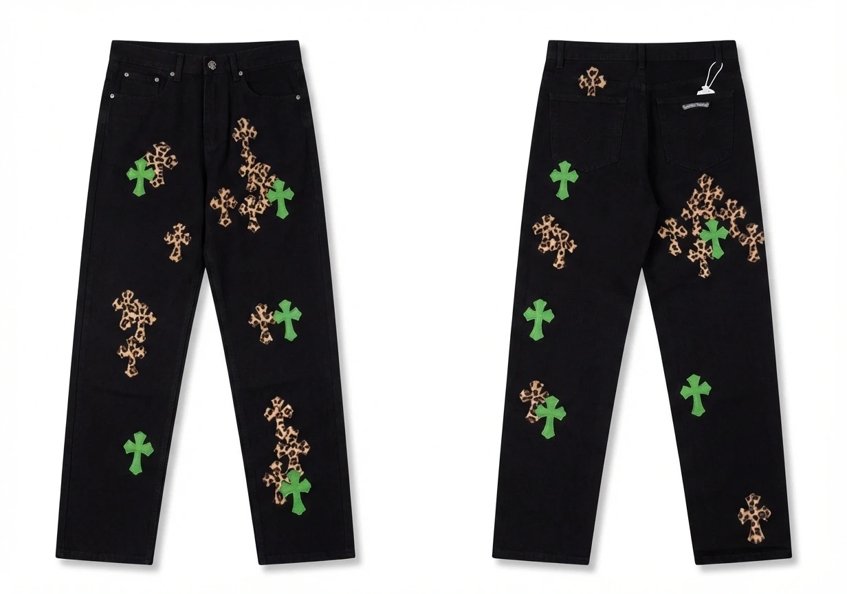 Chrome Hearts black trendy cross jeans