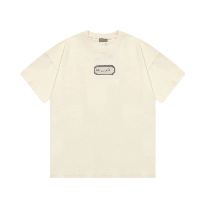 Dior Couture Minimalist Style Off-White Short-sleeve T-shirt