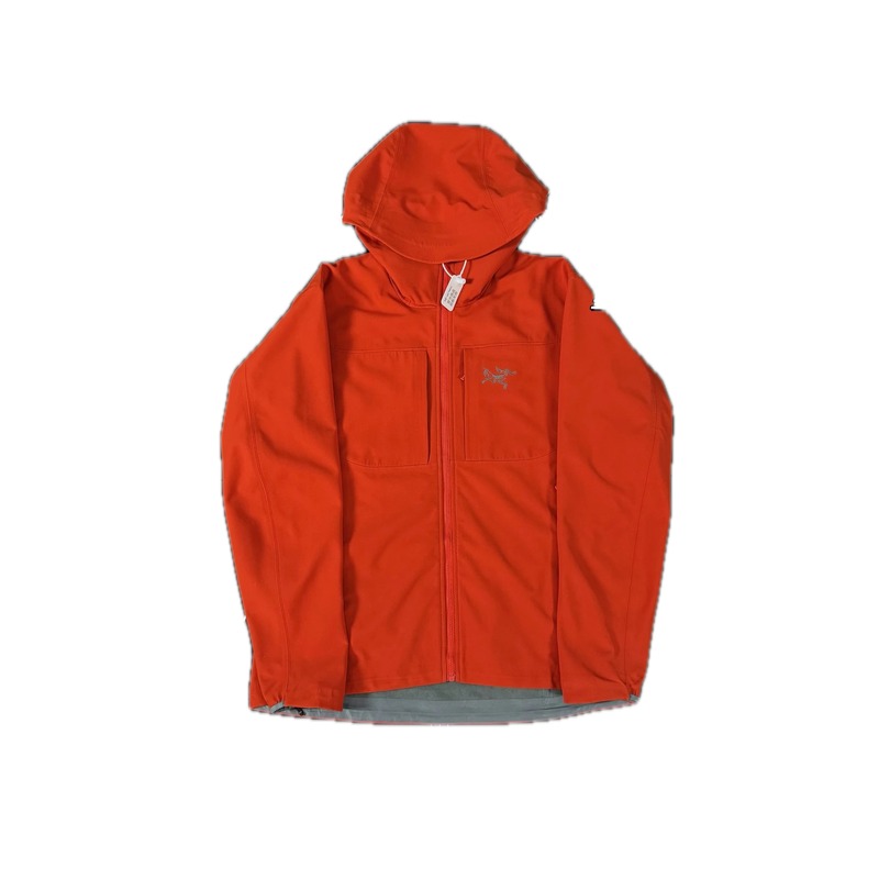 The imperial red of the Arc'teryx Alpha SV jacket