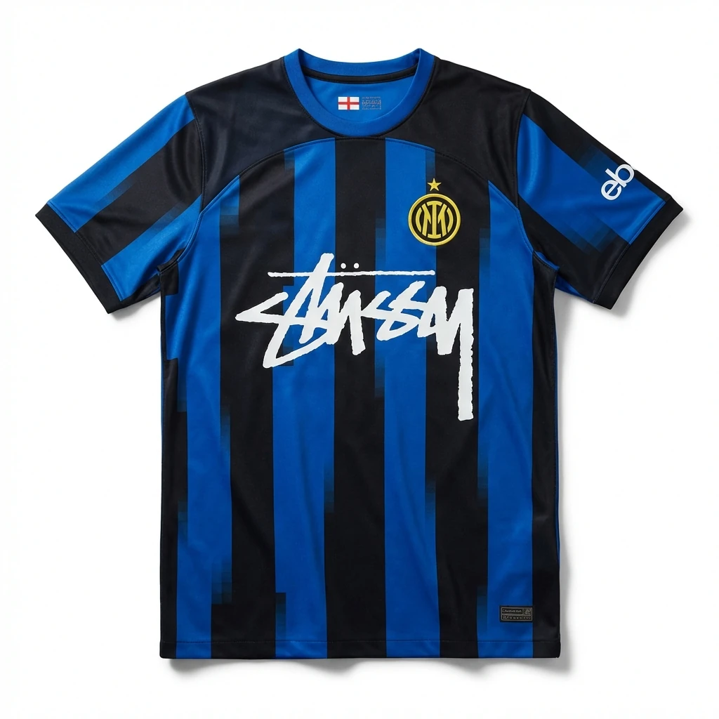 Stussy striped sporty blue and black T-shirt