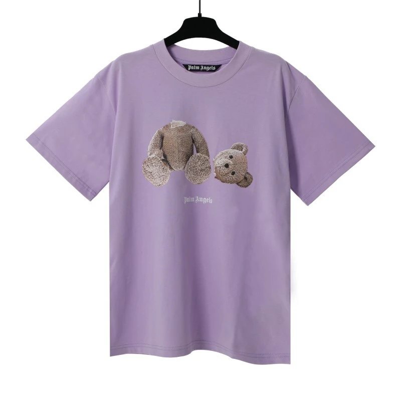 Palm Angels Urban Bear graphic T-shirt White Colorful Bear with Casual Appeal