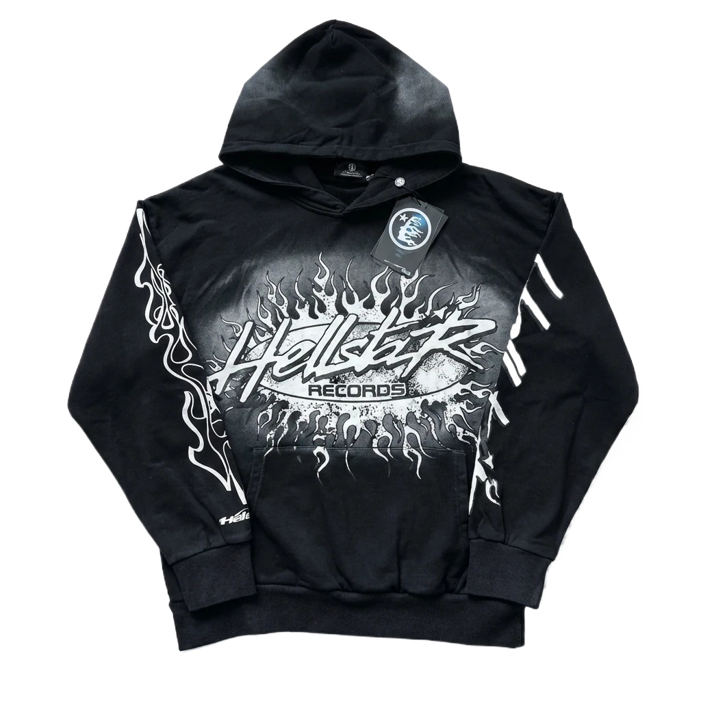 Hellstar Records Flame Wind Black Hoodie