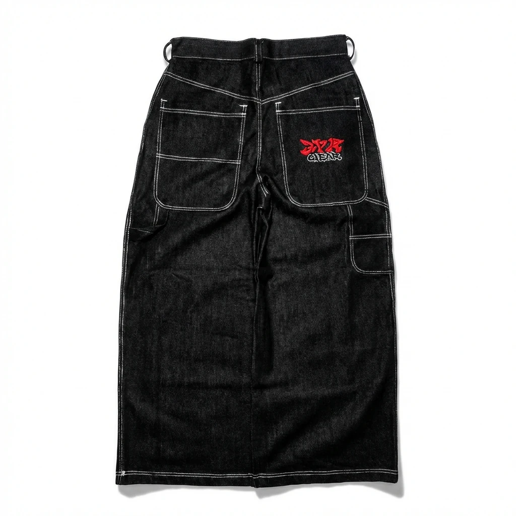 Y2K style black skirt