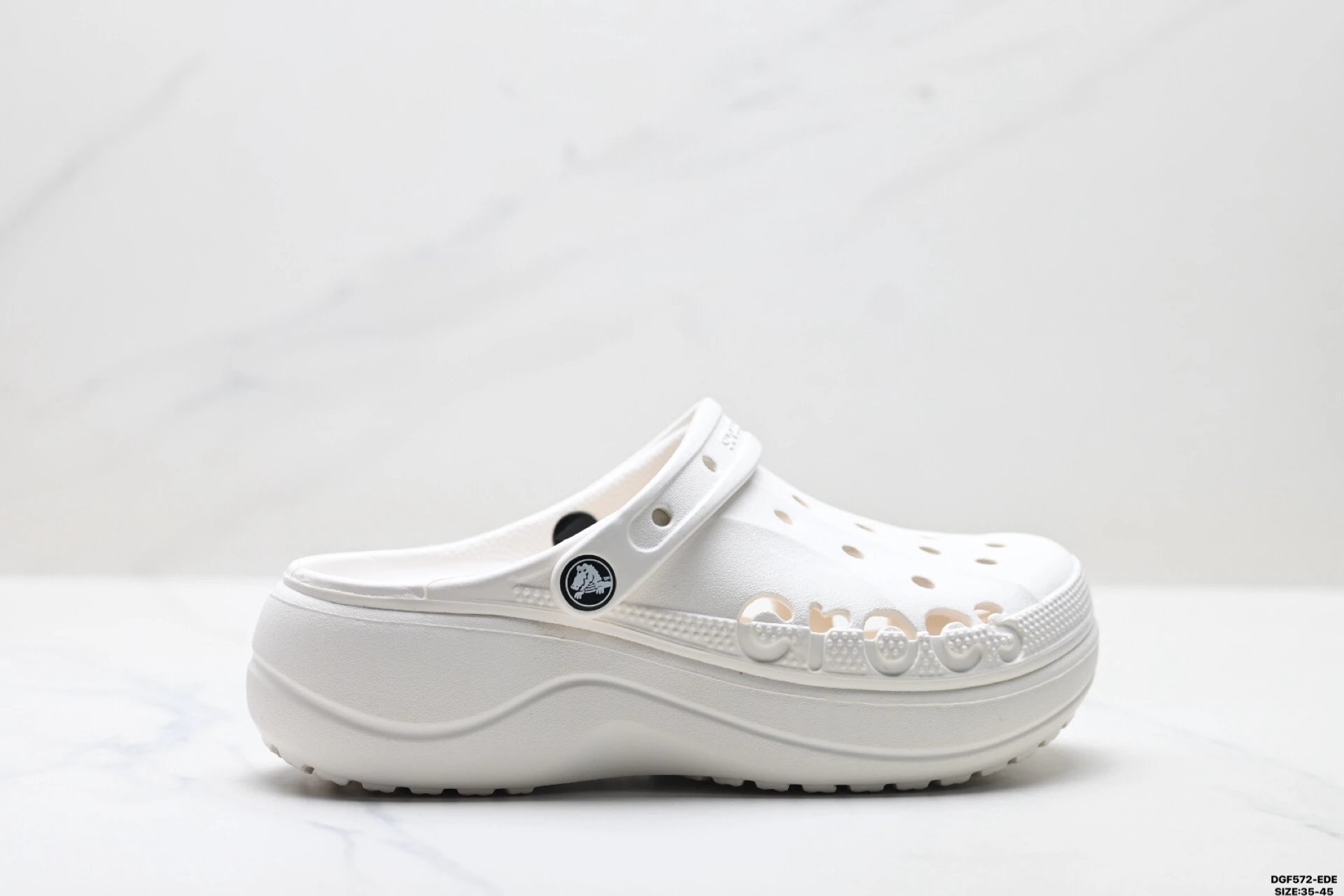 Fashionable white Crocs clogs