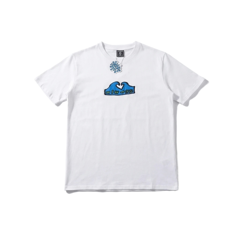 ADWYSD Wave Print Short-Sleeve White T-shirt