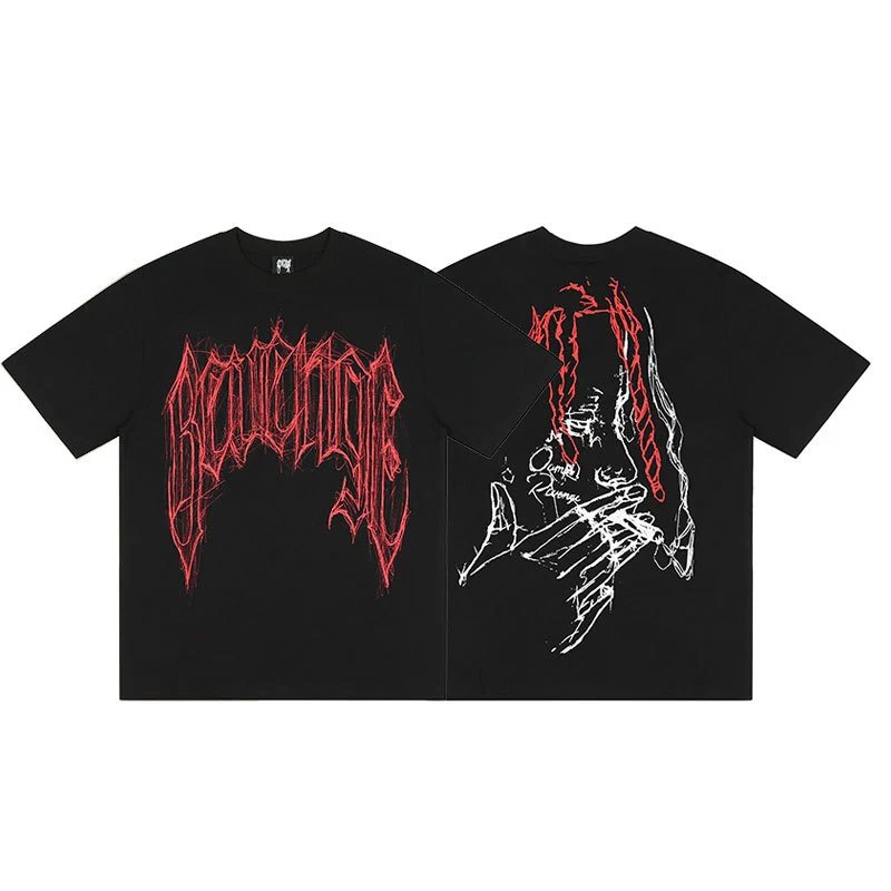 Revenge Black Skull Graphic T-Shirt Signature Detail