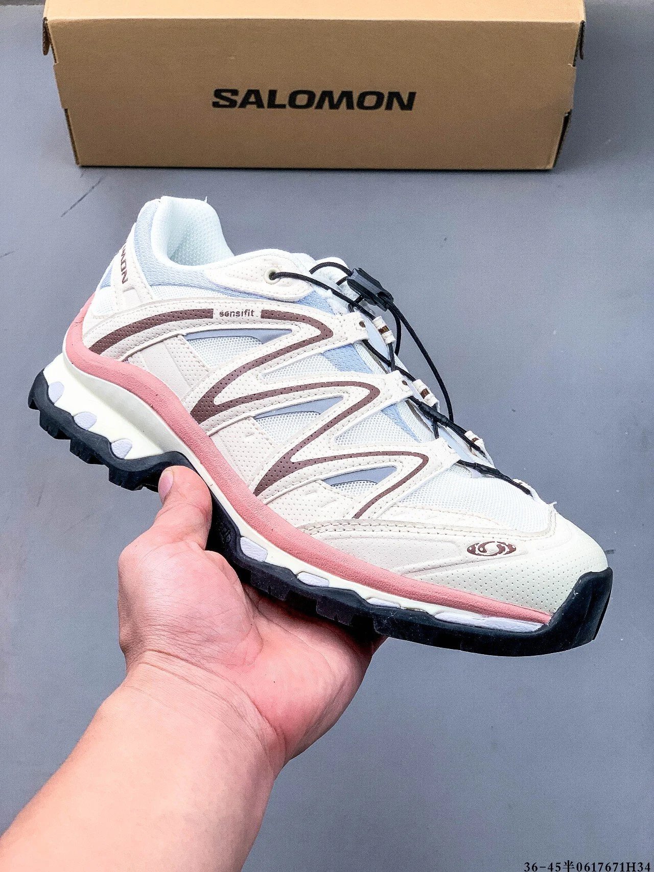 Salomon Trail Runners with Quick-Lace Style Cords in White and Pink