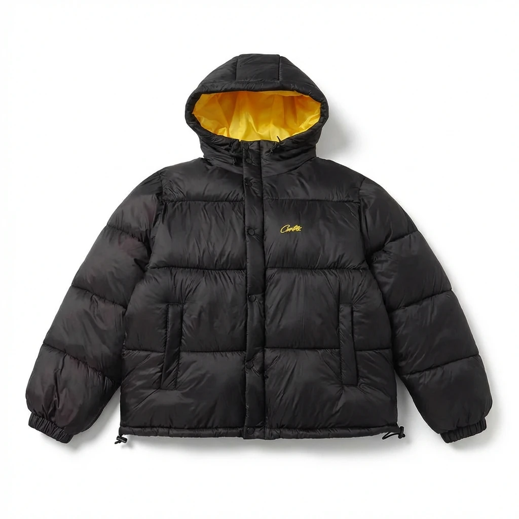 Corteiz black and yellow color - blocking down jacket