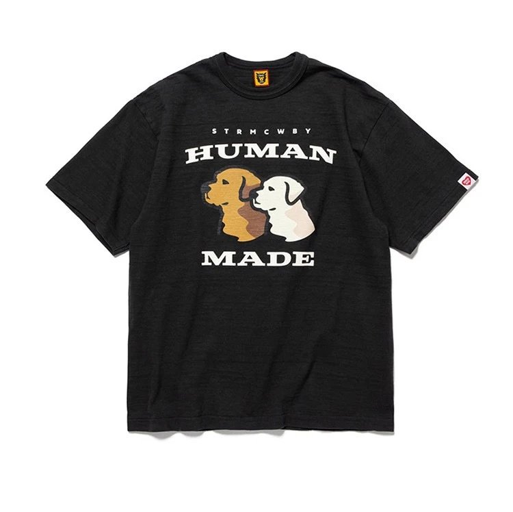 HUMAN MADE Double Dog Print Japanese Streetwear Black T-shirt
