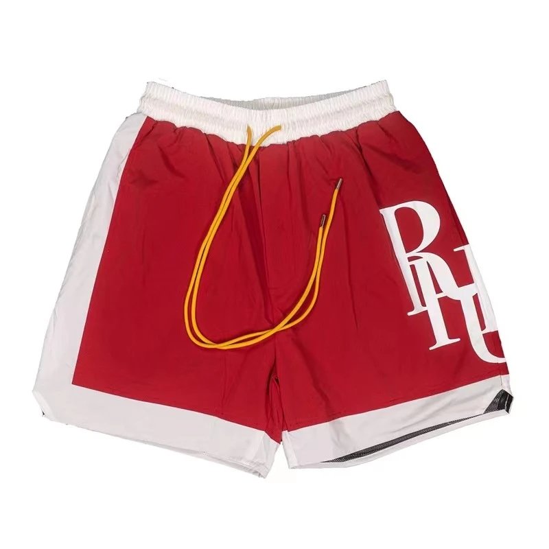 RHUDE Red and White Contrast Color Sports Shorts