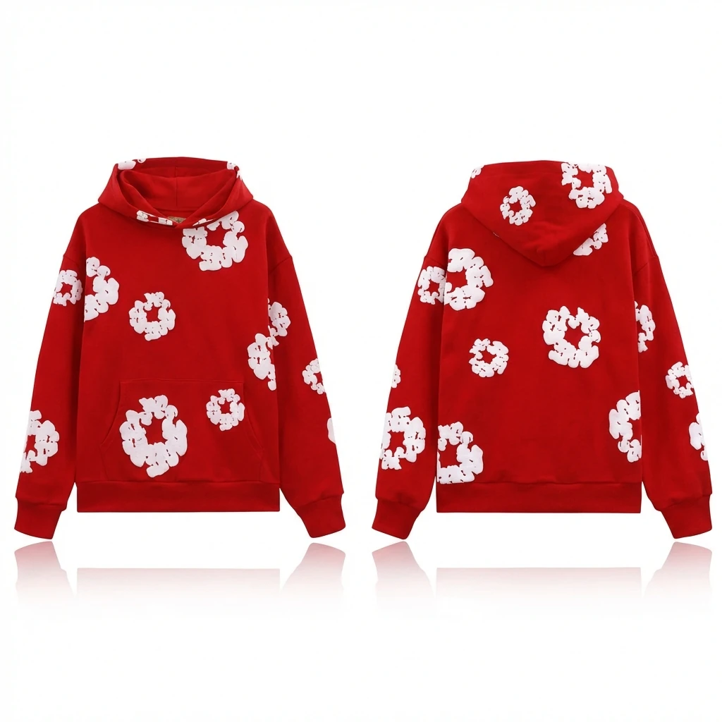 DENIM TEARS Print Retro Red Sweatshirt