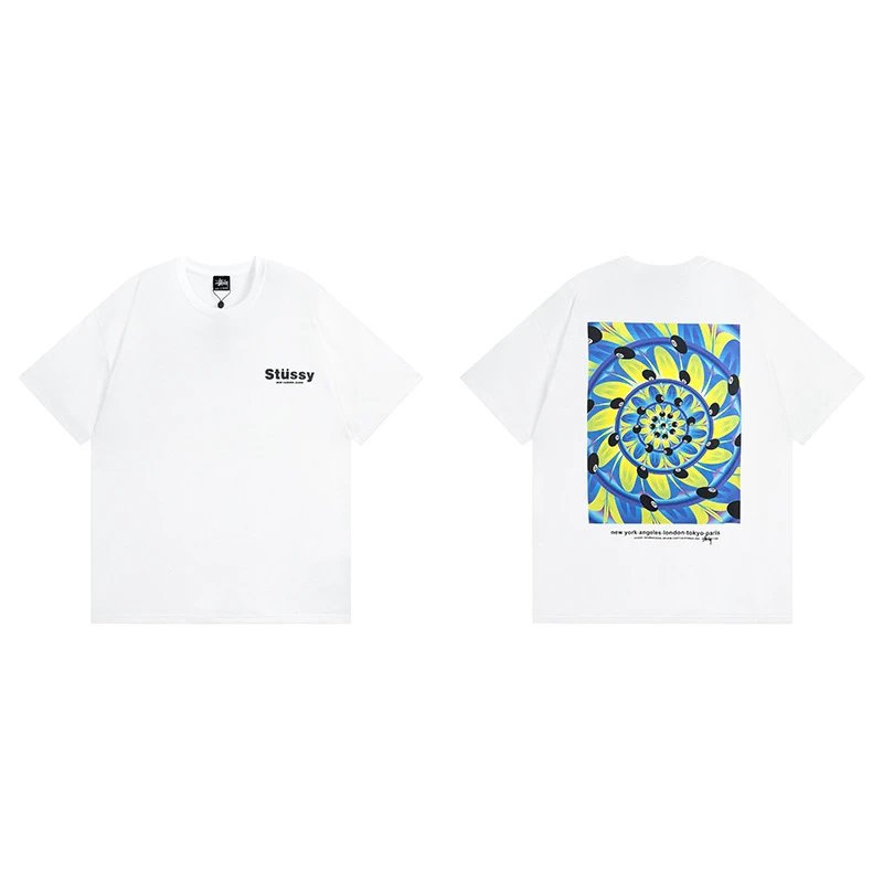 Stussy White Spider Graphic T-Shirt Clean Finish Logo