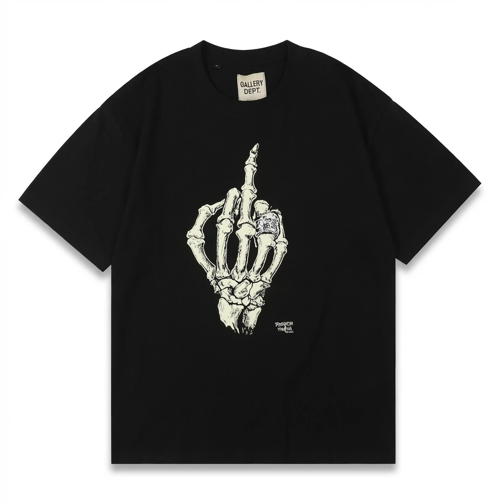 Gallery Dept Skull Print Trendy Cool Black T-shirt