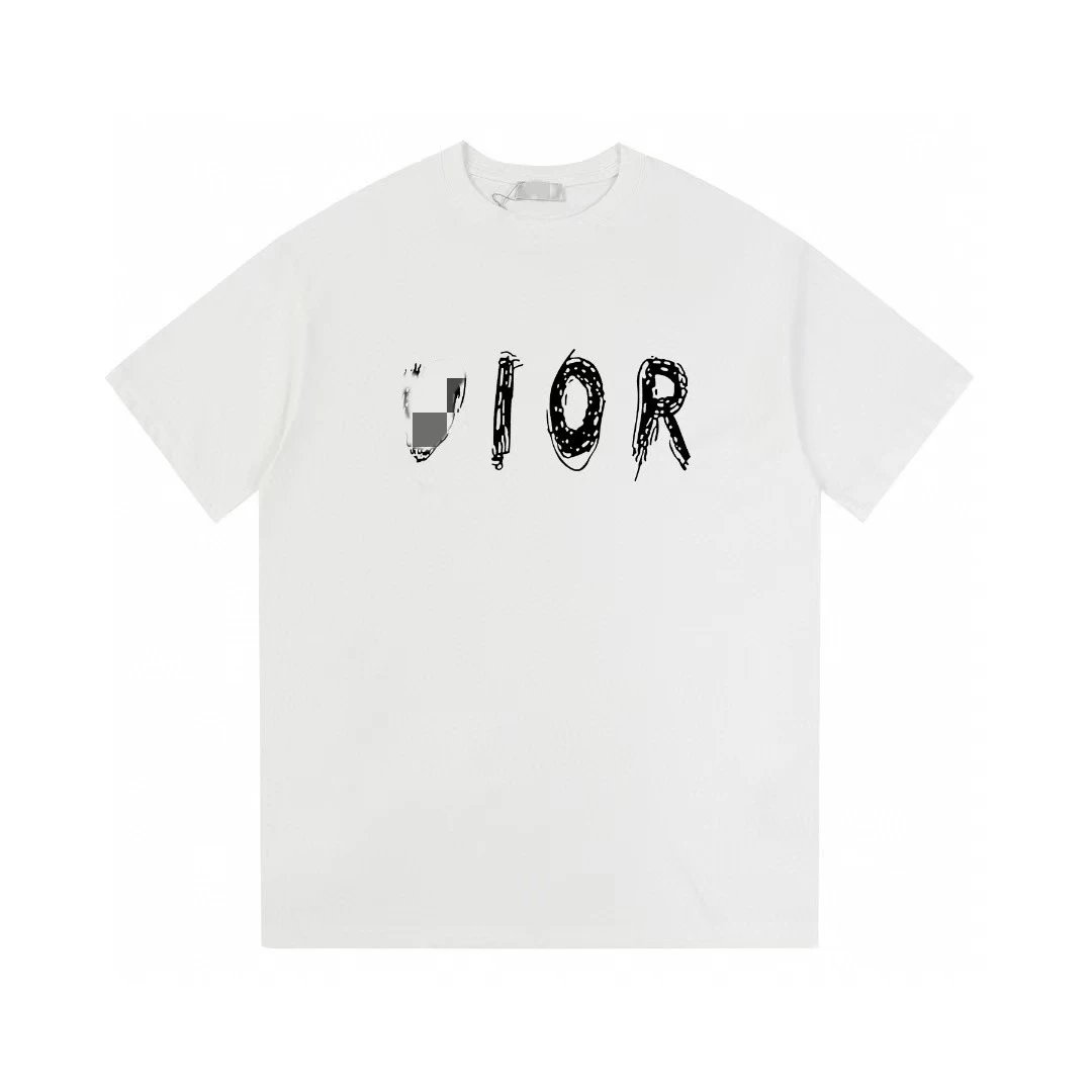 Dior Graffiti Street Style White Short-sleeve T-shirt