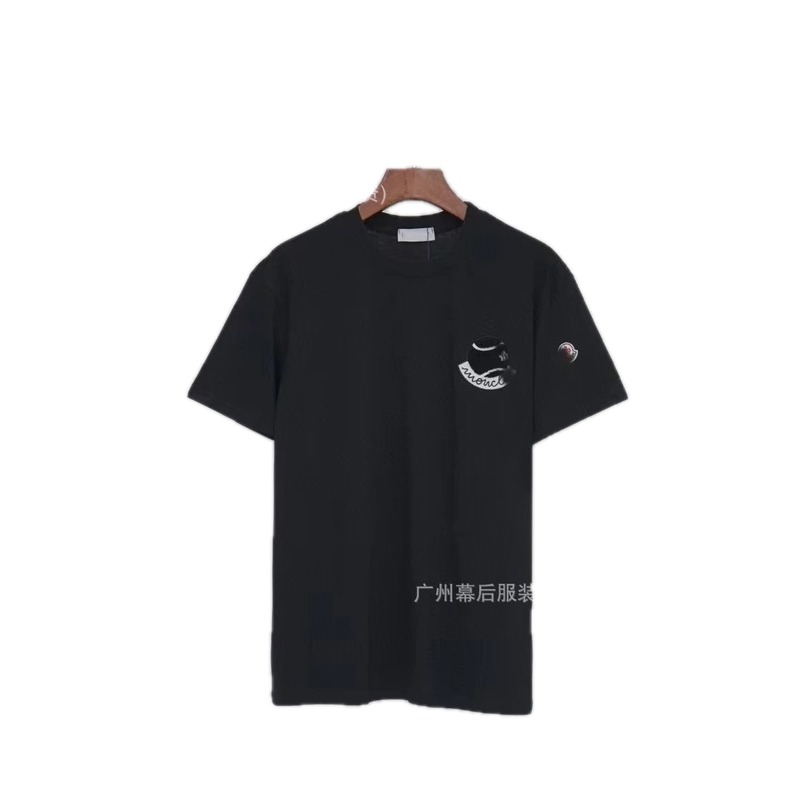 Moncler Embroidered Casual Black Short-sleeve T-shirt
