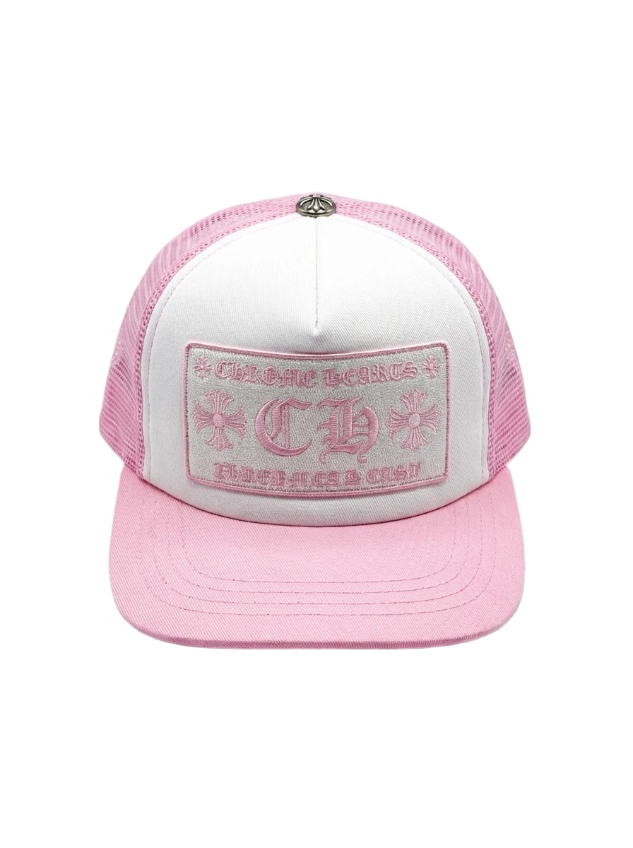 Chrome Hearts Pink and White Patchwork Trendy Hat