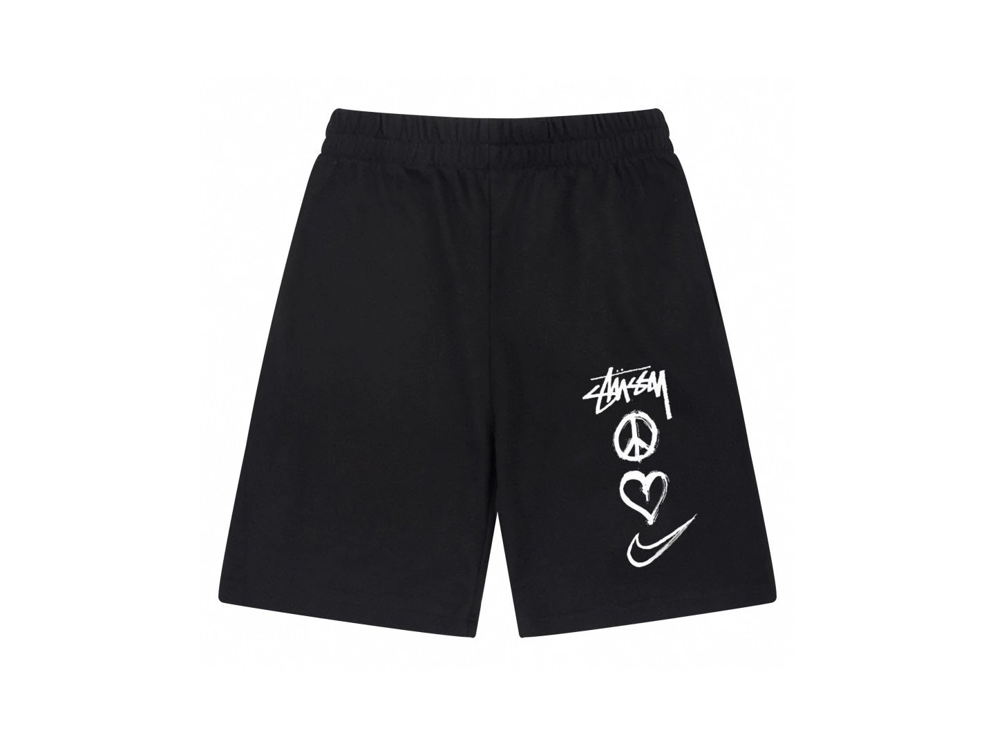 Stussy graffiti-style black shorts