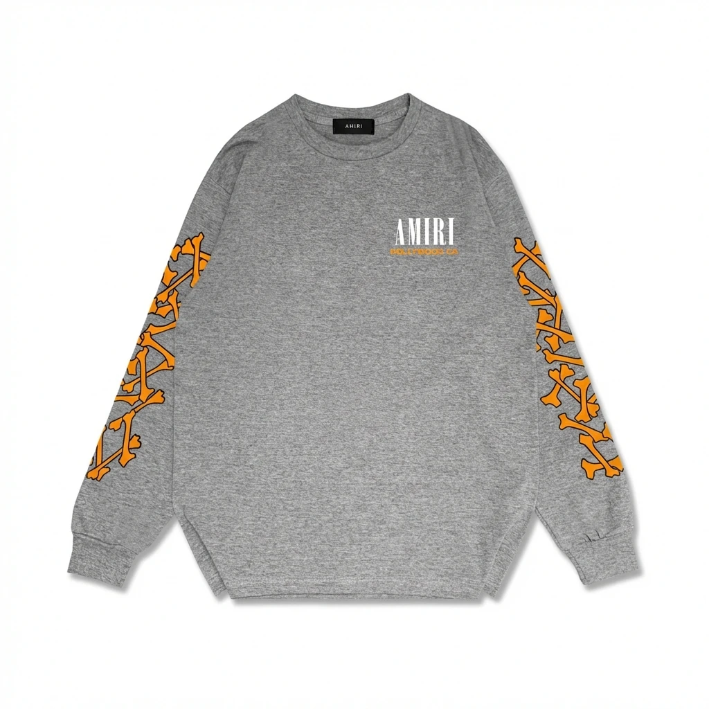 AMIRI Grey and Orange Trendy and Cool Sweatshirt
