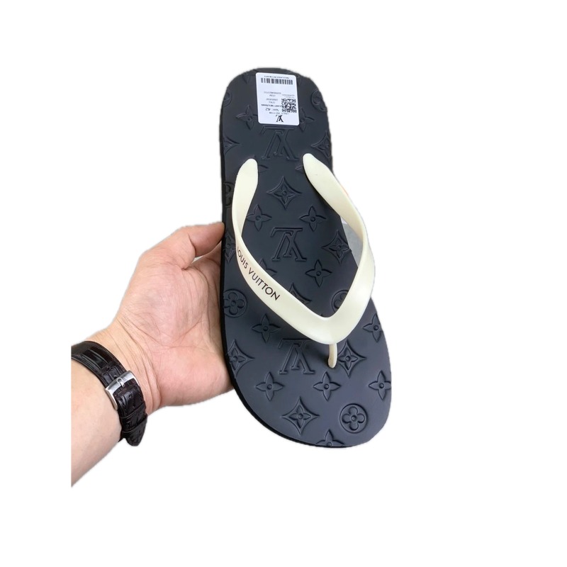 Louis Vuitton Monogram Light Luxury Black and White Flip-flops