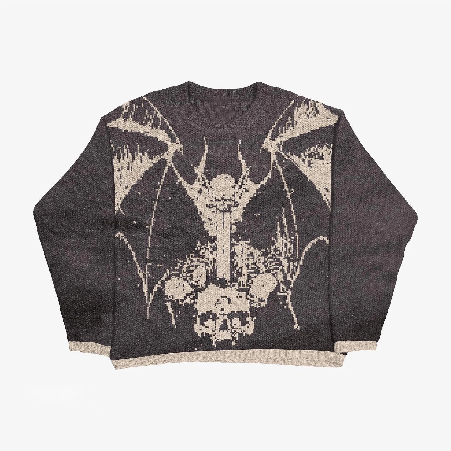 Summer Anime graphic sweater Black Knit Top with Bold Graphic