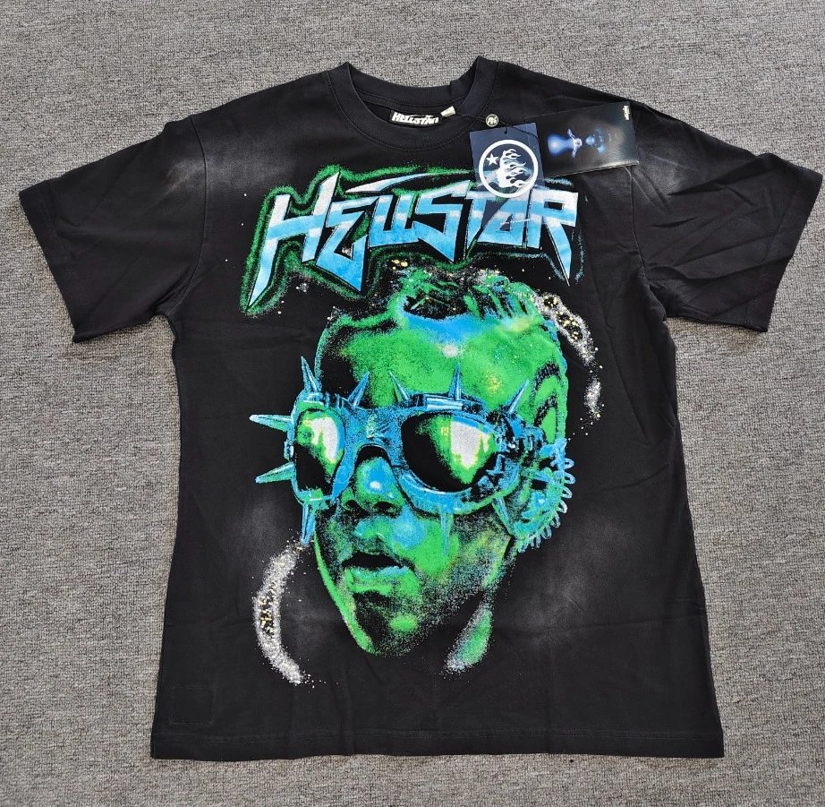 Hellstar Portrait Print Street Style Black T-shirt