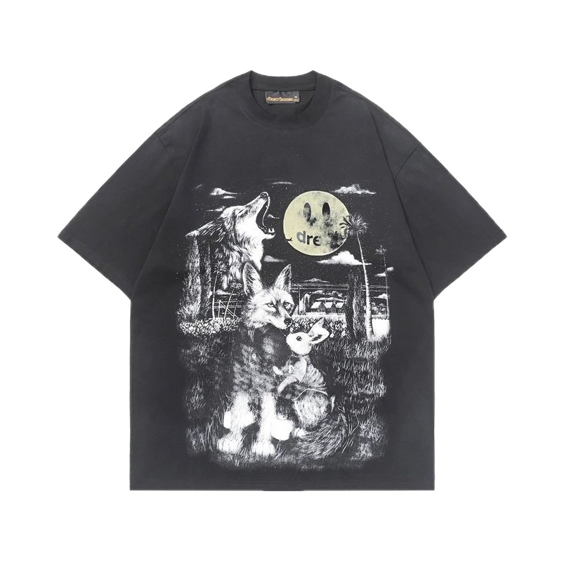 DREW Smiley Collection Street Style Black T-Shirt