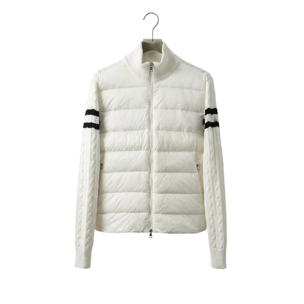 Moncler knitted and spliced windproof white down jacket