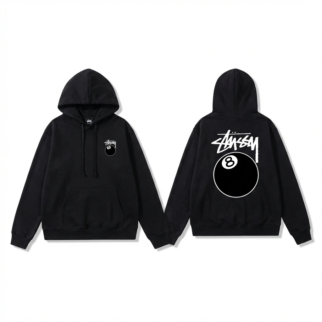 Stussy No. 8 Ball Cool Style Black Hoodie