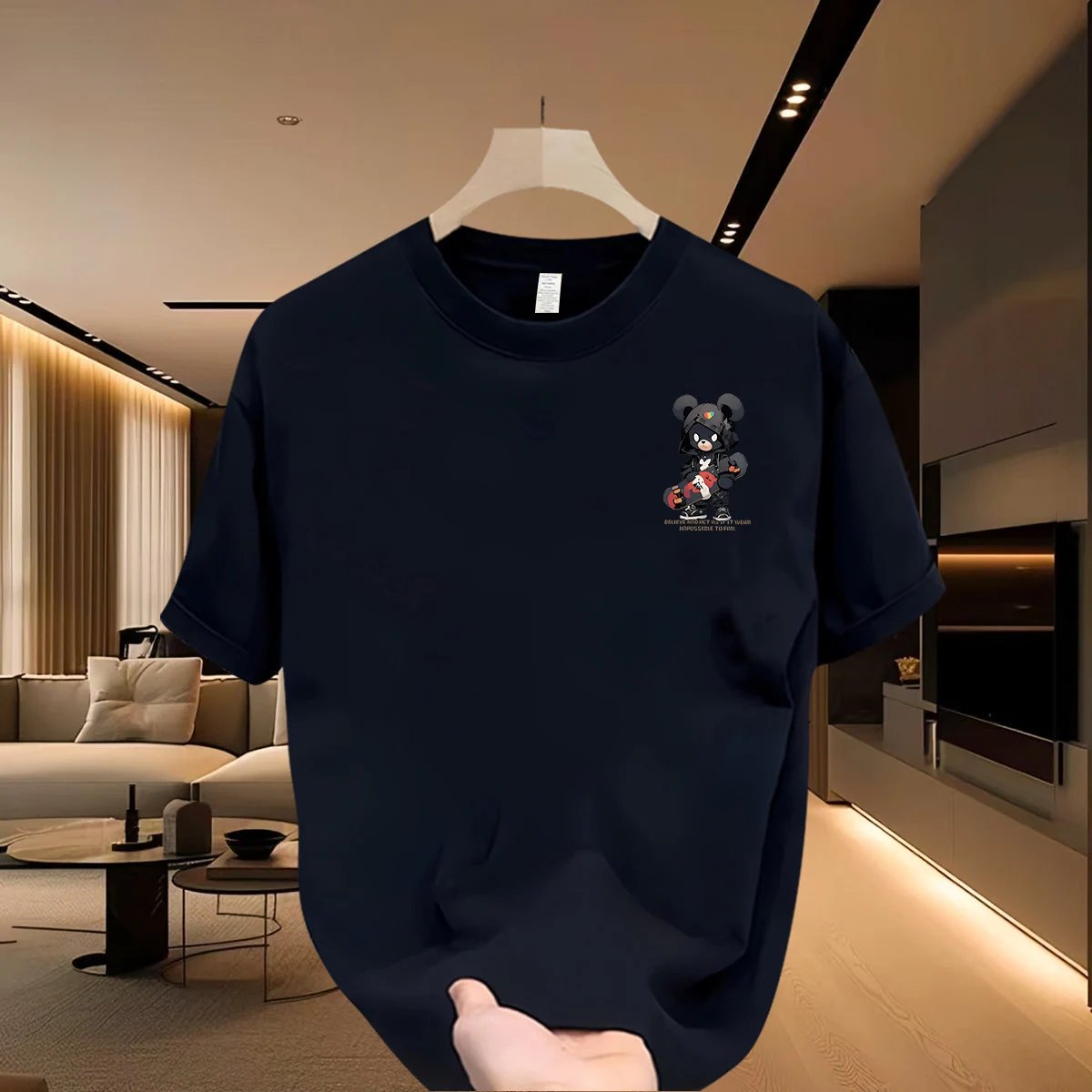 Gloomy Bear Cool Streetwear Style Navy Blue Short-sleeve T-shirt