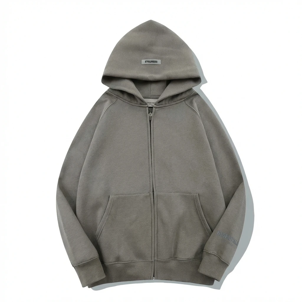 ESSENTIALS minimalist style grey hoodie