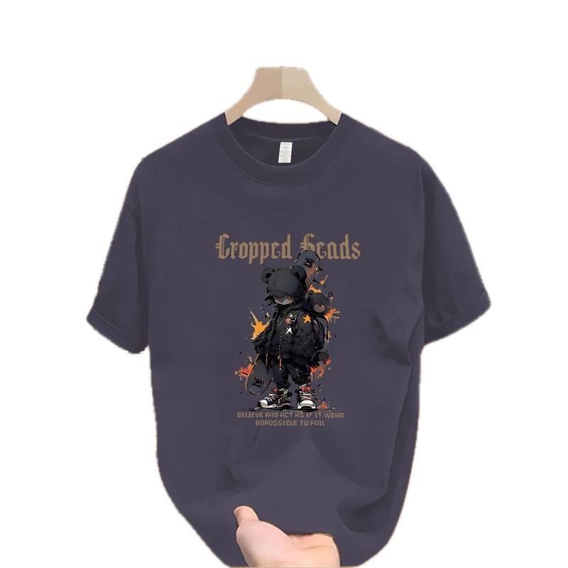Original Streetwear Brand Skate Bear Street Style Charcoal Gray T-shirt