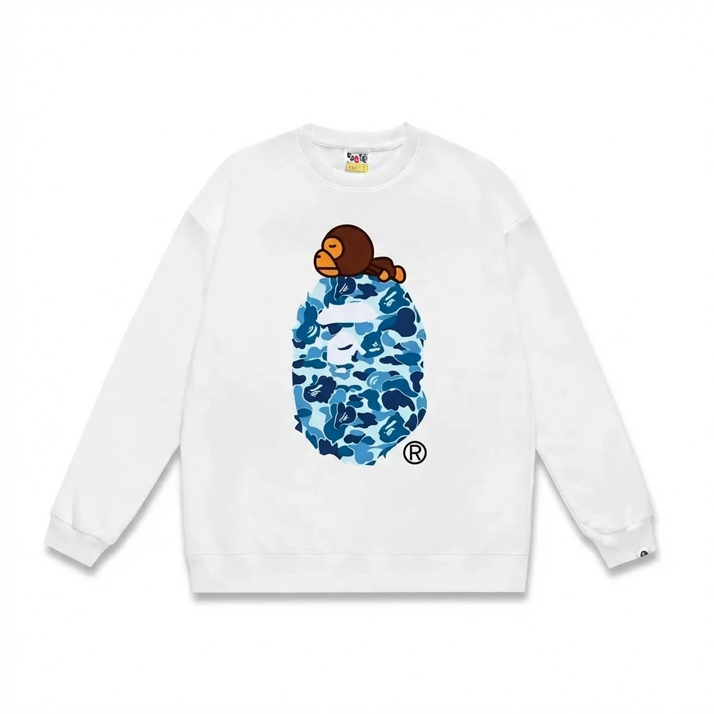 Bape camouflage-style white sweatshirt