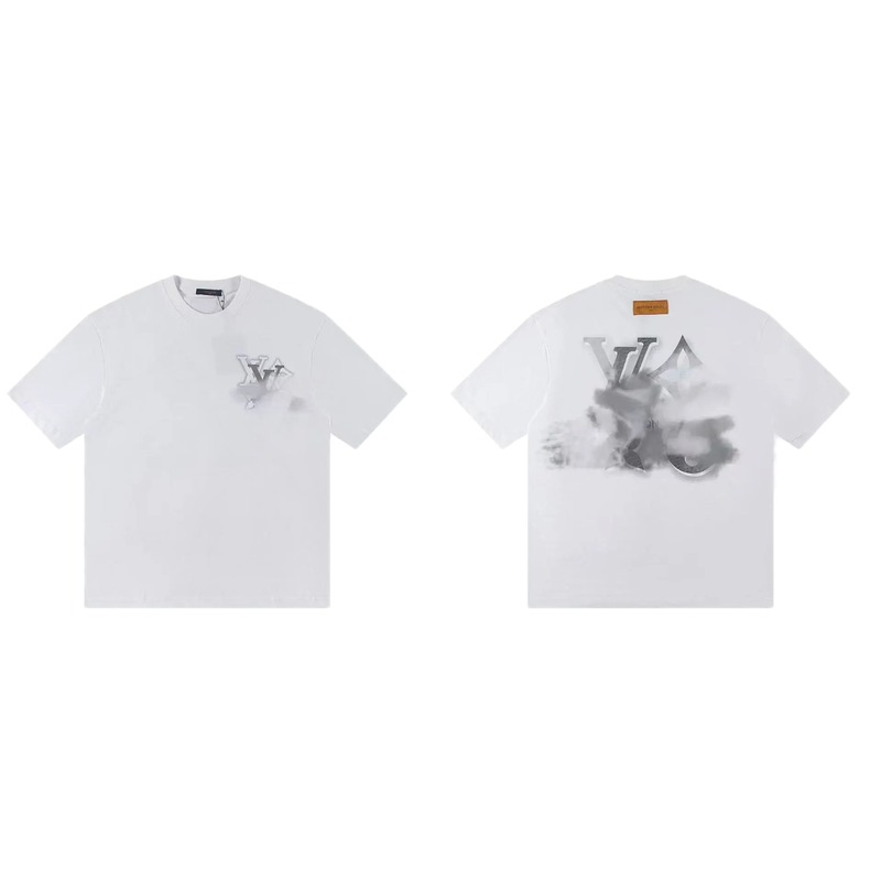 Louis Vuitton Trendy Ink-wash Blended White T-Shirt