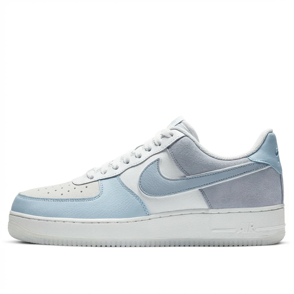 Nike Air Force 1 light blue and white sneakers