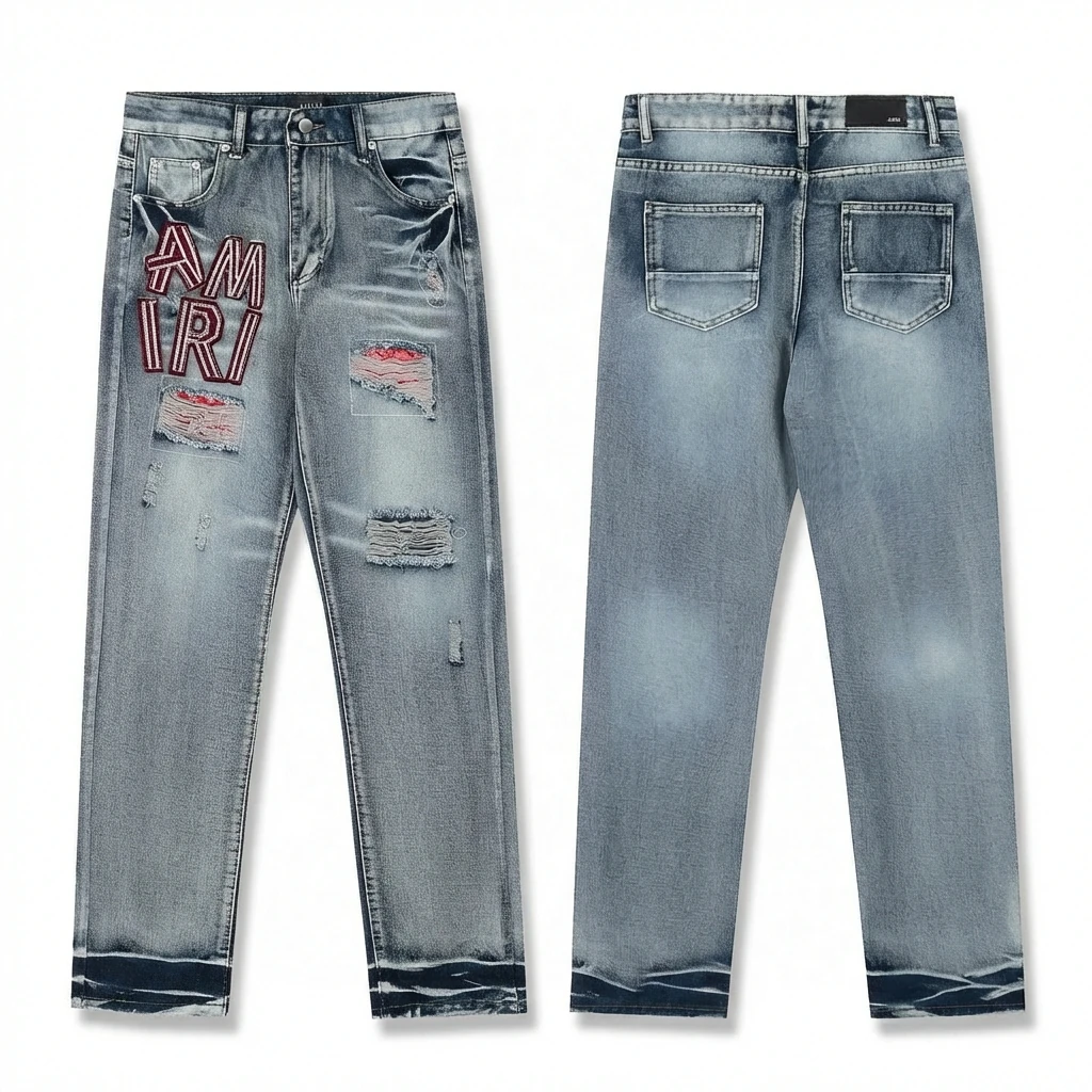 AMIRI ripped denim blue jeans