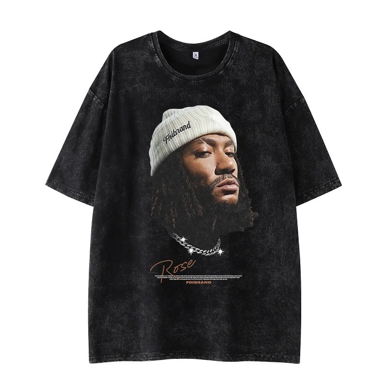 Tupac Monogram Portrait graphic T-shirt Black Tupac Collage for Layered Styling