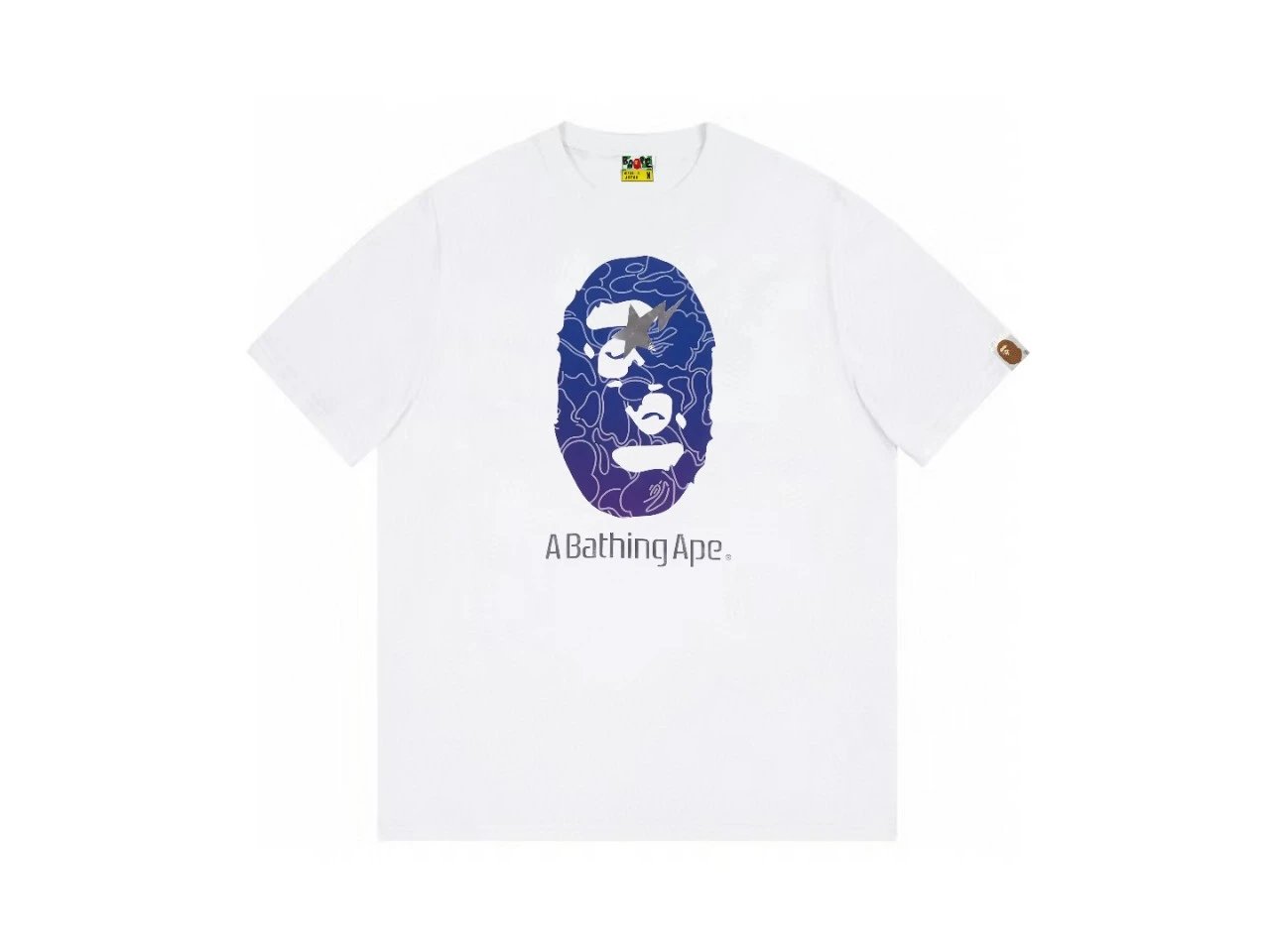 Bape ape face print short-sleeved white T-shirt