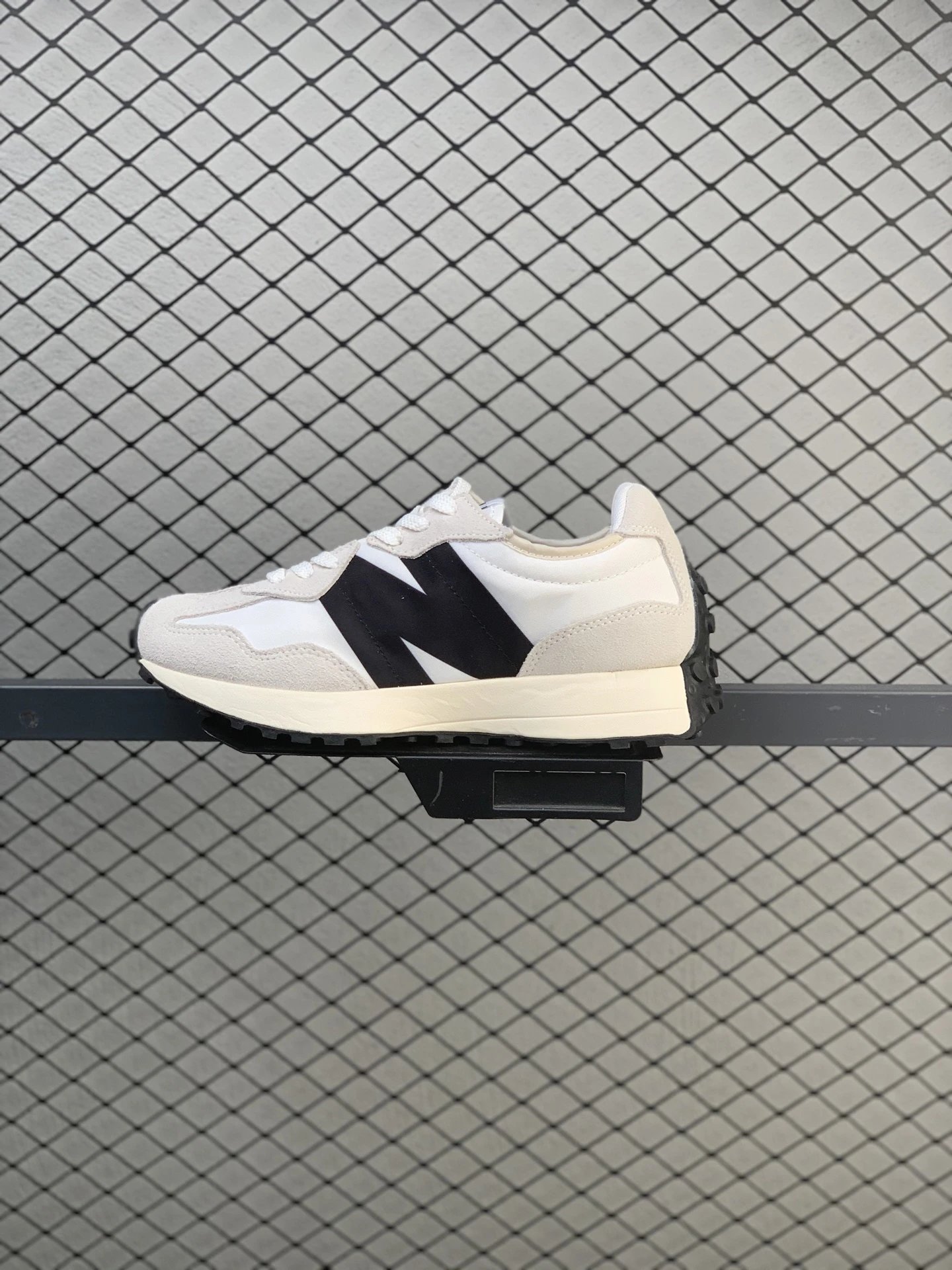New Balance Cream and Black Retro Runners Defined by Athletic Paneling