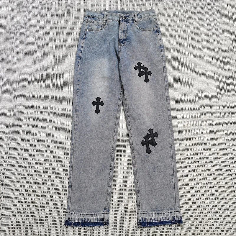 Chrome Hearts Monogram Cross patch jeans White Jeans Black for Layered Styling