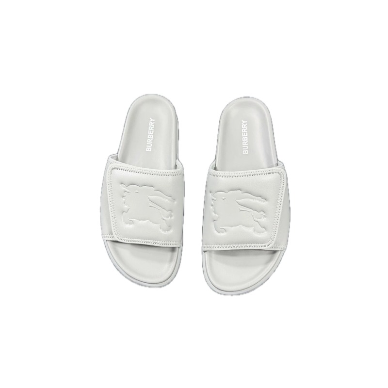 Burberry Equestrian Knight Collection Minimalist Style Light Grey Slide Sandals