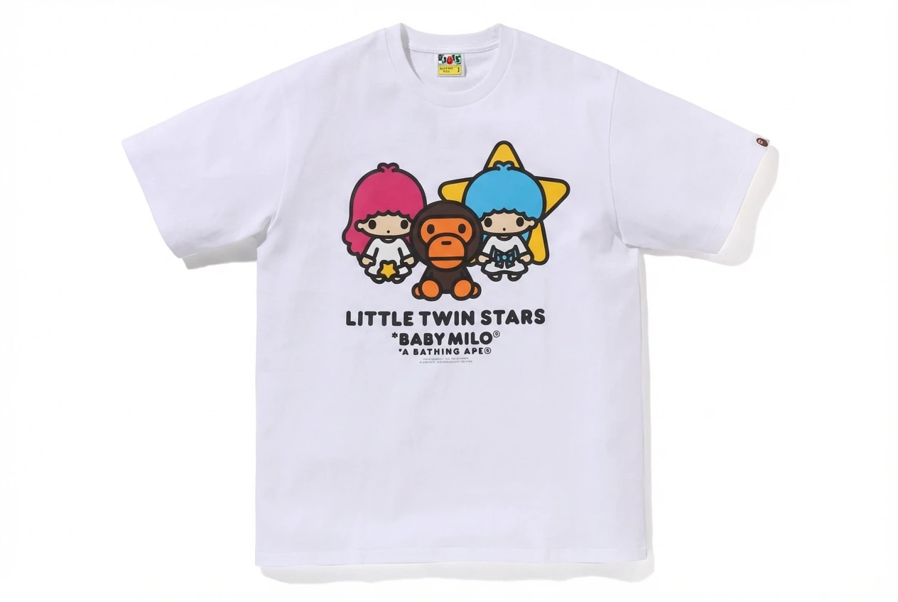 Bape cartoon and childlike white T-shirt