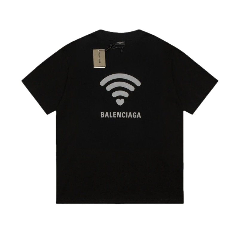 Balenciaga WiFi Printed Trendy Black T-shirt