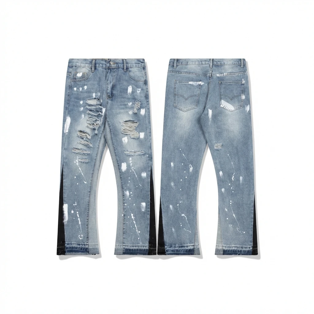 Gallery Dept Hole-Ripped Denim Blue Jeans