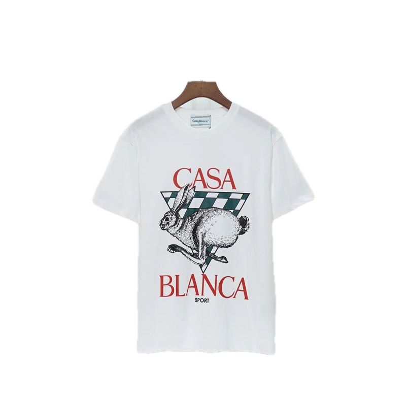 Casablanca Rabbit Element Fashion White T-shirt