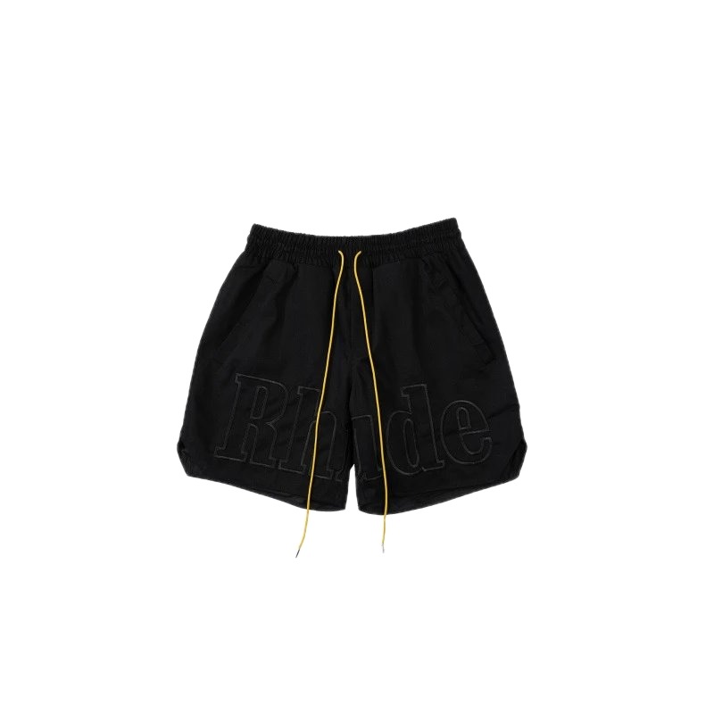 RHUDE trendy brand casual black shorts