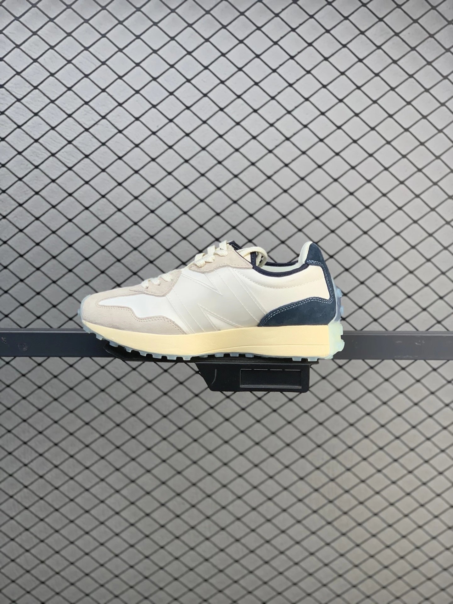 New Balance Retro Runners with N Side Logo in Cream and Navy