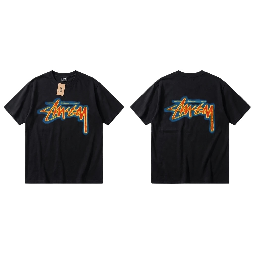 Stussy graffiti-style black T-shirt